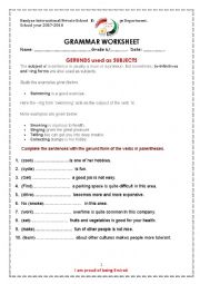 English Worksheet: The gerund