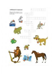 English Worksheet: animal crossword puzzle