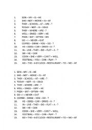 English Worksheet: Word order