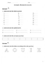 English Worksheet: letters_numbers_colours