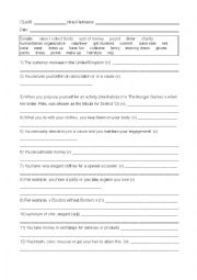 English Worksheet: vocabulary exercise for lexical field: chairty week in the UK