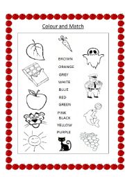 English Worksheet: Colour and Match