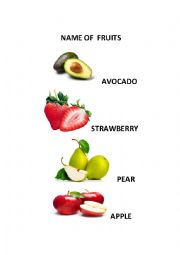 English Worksheet: NAME OF FRUITS