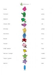 English Worksheet: Mr Men personality adjectives