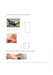 English Worksheet: Complete the sentence about sports injuries-basic