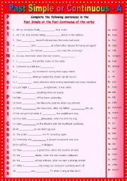 English Worksheet: Past Simple or Past Continuous - A easy version + key 