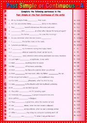 Past Simple or Past Continuous - A easy version + key 