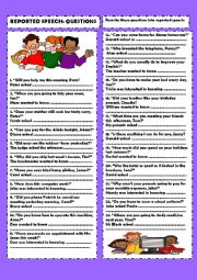 English Worksheet: Reported speech: questions (+ key)