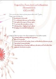 English Worksheet: make peace- homework