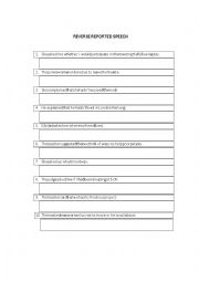 English Worksheet: REVERSE REPORTED SPEECH