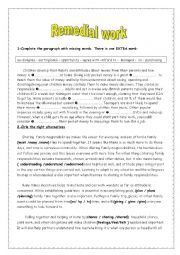 English Worksheet: Remedial work 9th grade