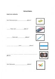 English Worksheet: Can I have...? School Items