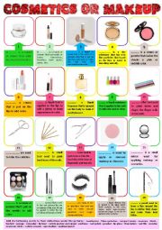 Cosmetics or Makeup Pictionary and definitions + KEY