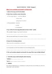English Worksheet: 8th form module 2 group session Back to school song by Grease 2 (part 2)