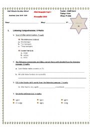 English Worksheet: Mid Semester Test 1