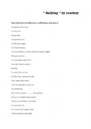 English Worksheet: bullying song lyrics by courtney