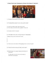 English Worksheet: Gilmore Girls Thanksgiving Episode