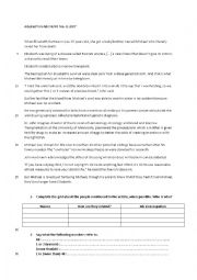 English Worksheet: Genetics - Elizabeths story