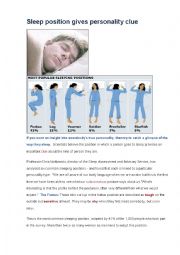 English Worksheet: Sleep position gives personality clue