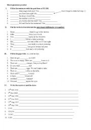 English Worksheet: Mixed English grammar 