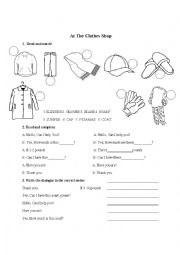 English Worksheet: At the clothes shop