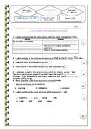 English Worksheet: Mid-semester test 1  bac tech 2 