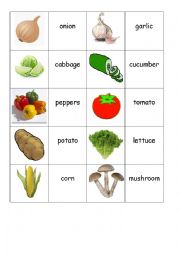 English Worksheet: Vegetables memory game