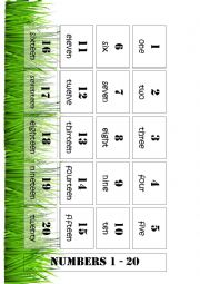 English Worksheet: Numbers 1-20