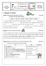 English Worksheet: mid semester 1 test 7th form