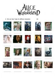 English Worksheet: Alice in Wonderland (Tim Burton)