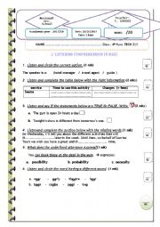 English Worksheet: Mid-semester test 1  bac tech 