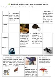 English Worksheet: Mythical and Magical creatures in Harry Potter 