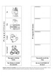 English Worksheet: the prepositions in on under in front of