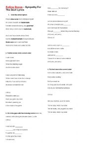 English Worksheet: The Rolling Stones  - Sympathy for the devil