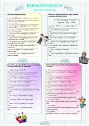 English Worksheet: Reported Speech- Present Continuous