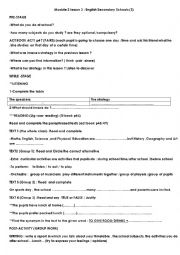 English Worksheet: English secondary schools 3 8th form