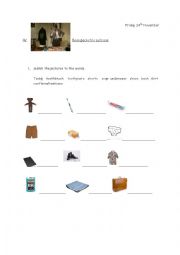 English Worksheet: Mr Bean packing his suitcase vocab/word match 
