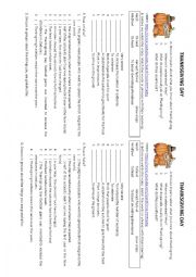 English Worksheet: Thanksgiving video activity