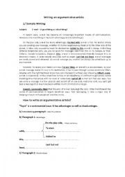 English Worksheet: Writing an argumentative article