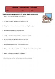 English Worksheet: Concessive Clauses - social media