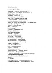 English Worksheet: List of Connectors