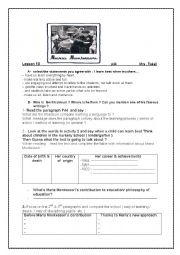 English Worksheet: Maria Montessori