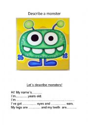 English Worksheet: Describe a monster