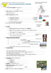 English Worksheet: An introduction to the United Kingdom