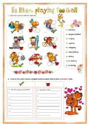 English Worksheet: Garfields hobbies
