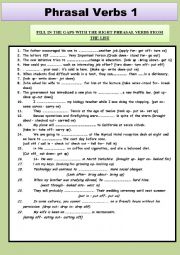 English Worksheet: PHRASAL VERBS