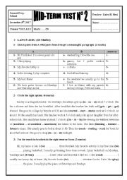 2017 / 2018 7th Form Mid-Term Test 2