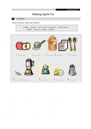 English Worksheet: make an apple pie