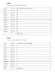 Birthdays worksheet