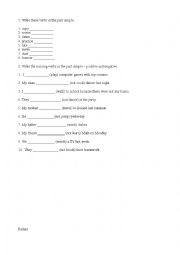 English Worksheet: Excercise for the past simple - regular verbs